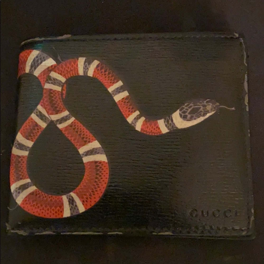 Gucci Snakeskin Wallet Leather (Black)